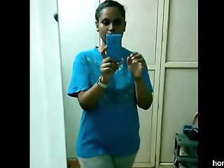 indian college girl changing her sports wear after gym homemade